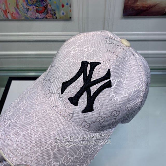 Gucci聯名NY帽子 古馳GG印花刺繡鴨舌帽棒球帽  mm1729